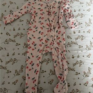 Caden Lane Pink Cherry Print Footie